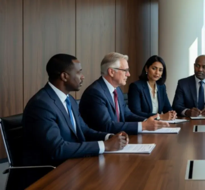 PIPS & BRICKS LTD executive leadership team in a boardroom discussion