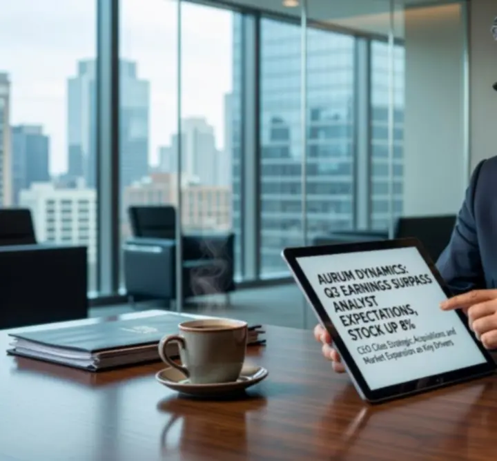 Business journalist reviewing a printed article on property investment.