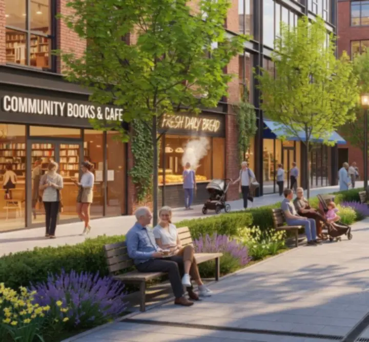 Regenerated urban plot with improved public realm and amenities